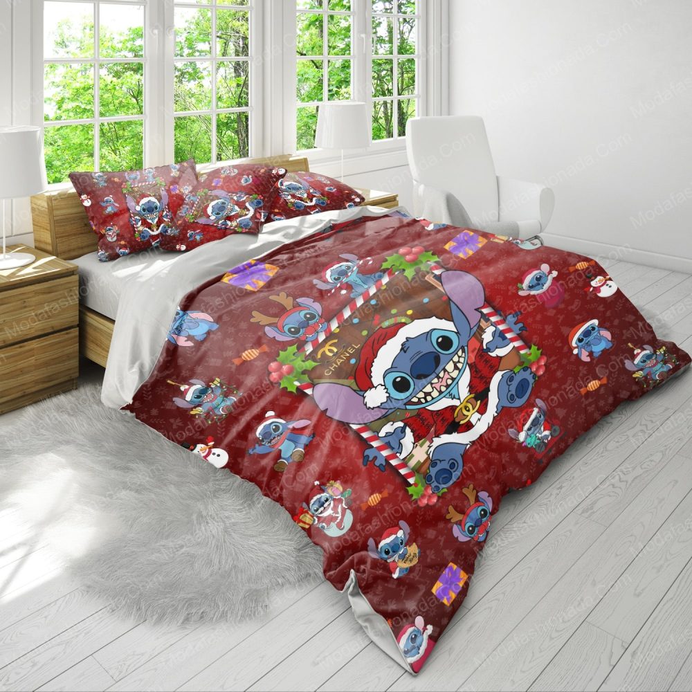 Cozy Holiday Stitch Bedding Set - Festive Red Christmas Comforter &amp; Pillowcases