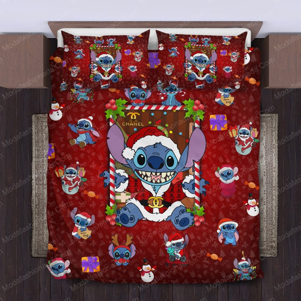 Cozy Holiday Stitch Bedding Set - Festive Red Christmas Comforter &amp; Pillowcases