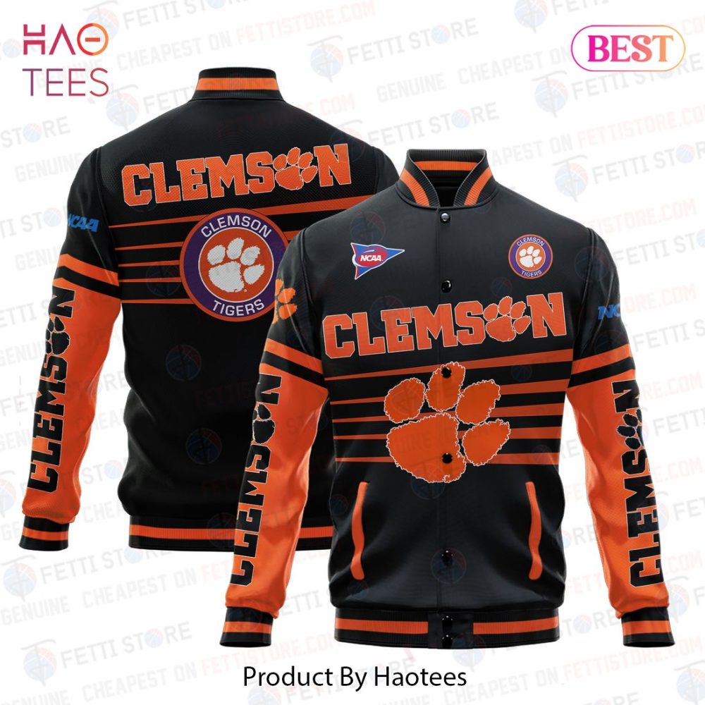 Clemson Tigers Varsity Jacket - Bold Orange &amp; Black Fan Gear, Perfect For Game Day