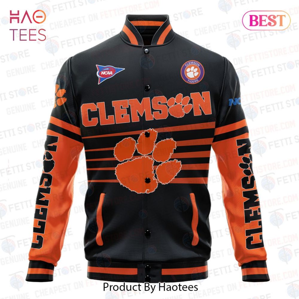 Clemson Tigers Varsity Jacket - Bold Orange &amp; Black Fan Gear, Perfect For Game Day