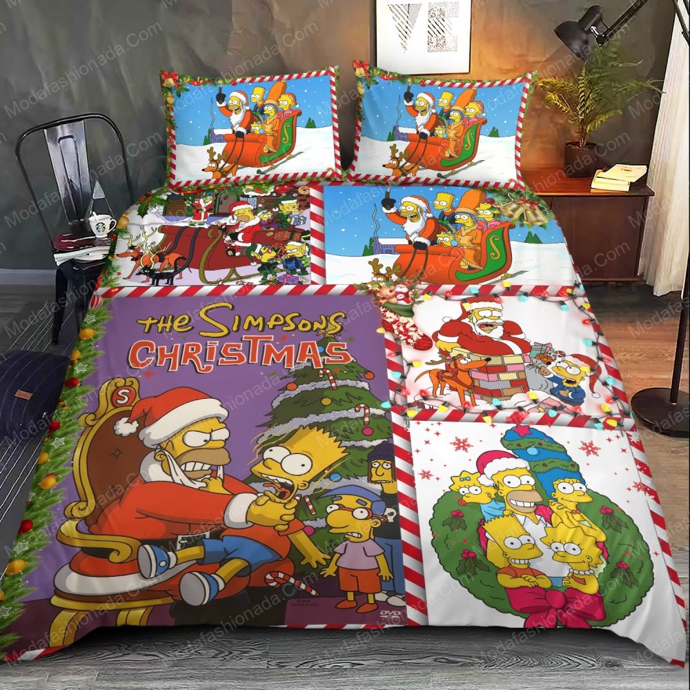 Festive Simpsons Christmas Bedding Set - Cozy Holiday Comfort For Fans