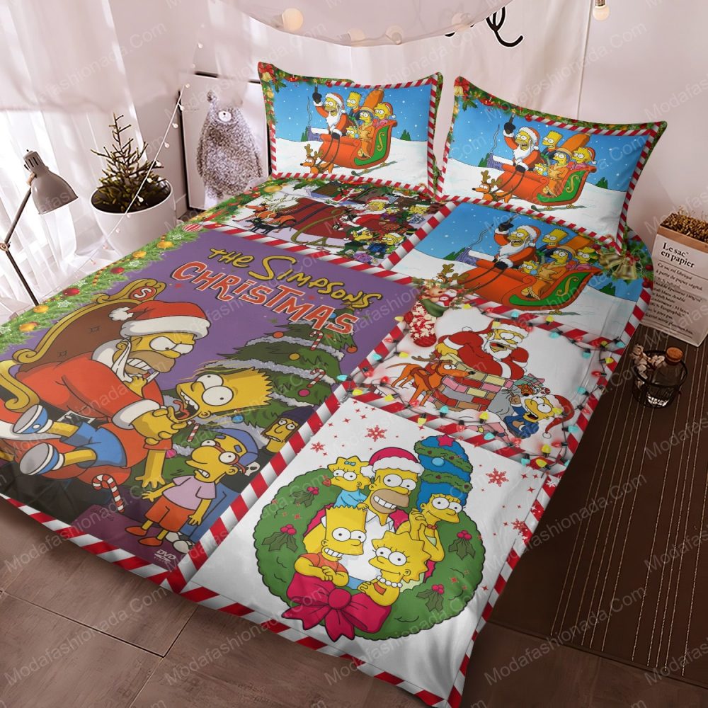 Festive Simpsons Christmas Bedding Set - Cozy Holiday Comfort For Fans