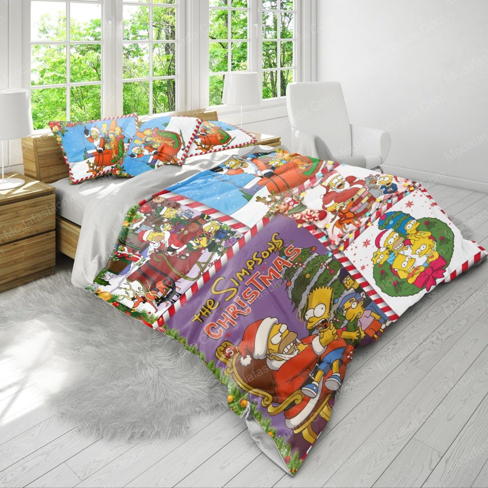 Festive Simpsons Christmas Bedding Set - Cozy Holiday Comfort For Fans