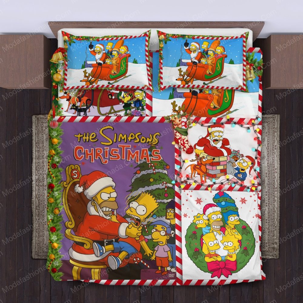 Festive Simpsons Christmas Bedding Set - Cozy Holiday Comfort For Fans