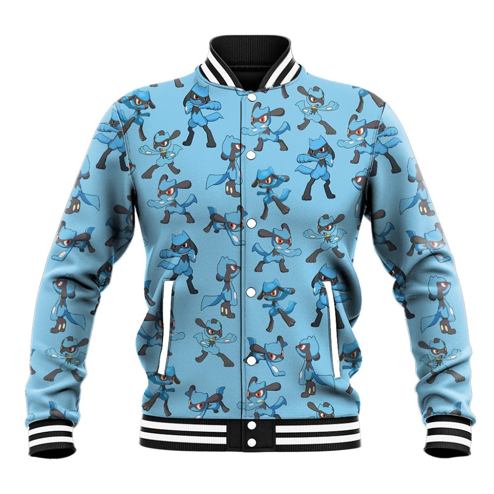 Riolu Pokemon Baseball Jacket Pattern Style Ts04