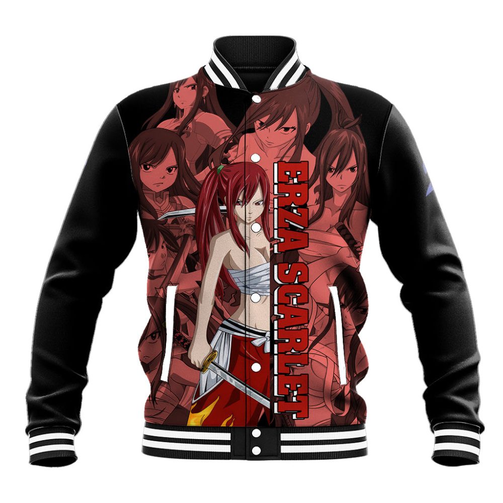 Erza Scarlet Fairy Tail Baseball Jacket Anime Mix Manga Style Ts04