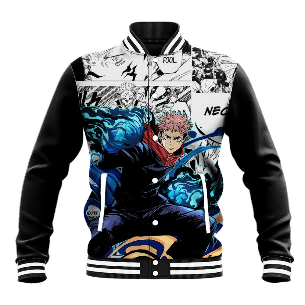 Yuji Itadori - Jujutsu Kaisen Baseball Jacket Manga Style Ts04