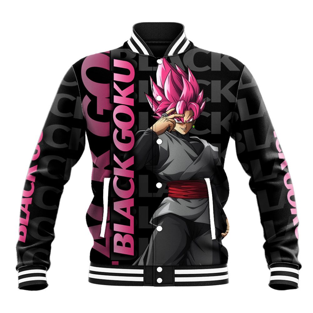 Black Goku Baseball Jacket Anime Mix Text Pattern Abstract Style Ts04