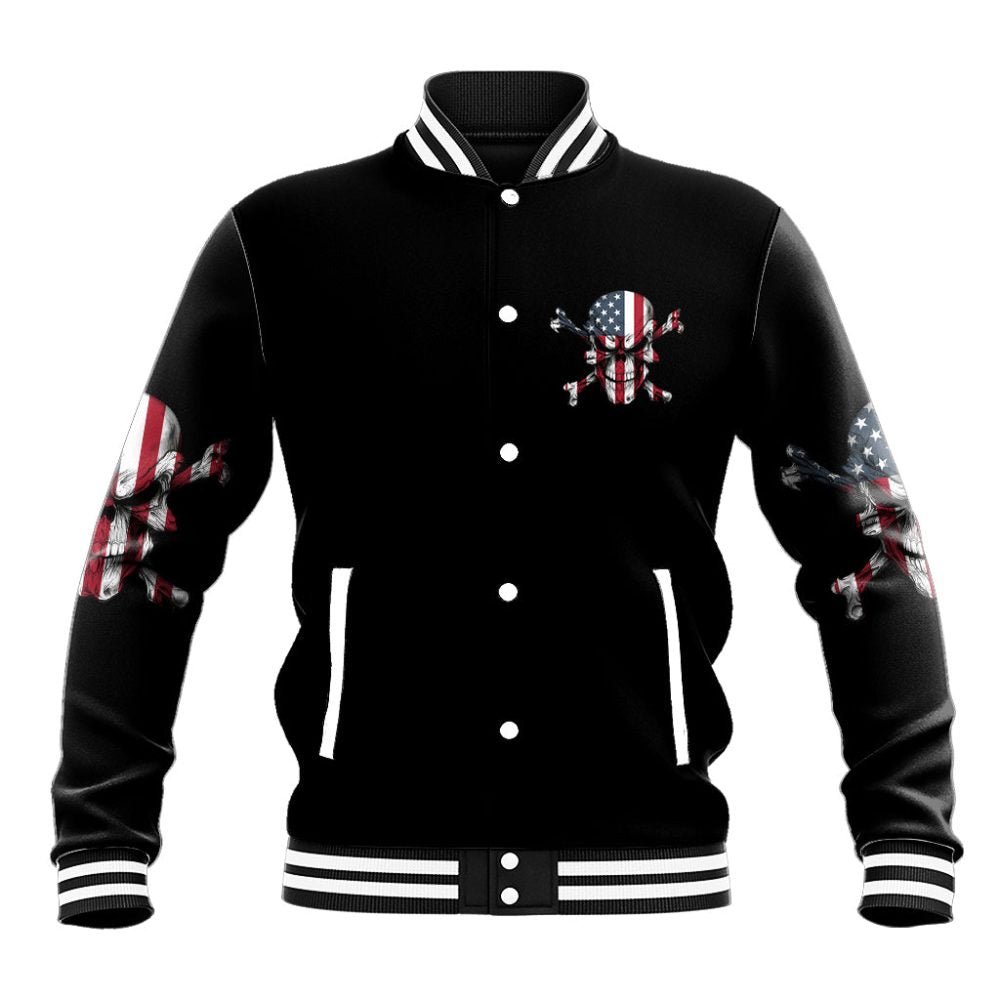 This Is America Patriotic Skull Baseball Jacket Ts04