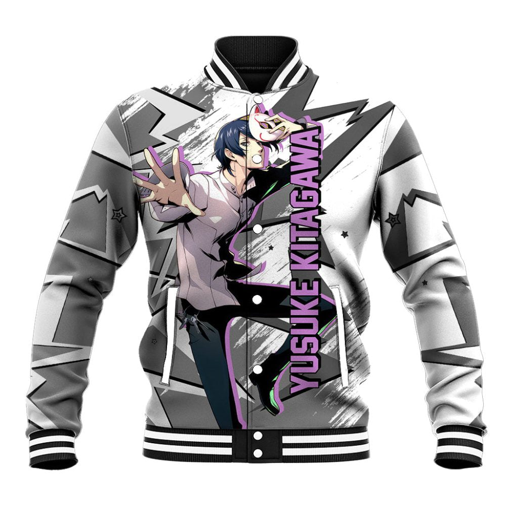 Yusuke Kitagawa Persona Baseball Jacket Anime Mix Polygon Cyber Style Ts04