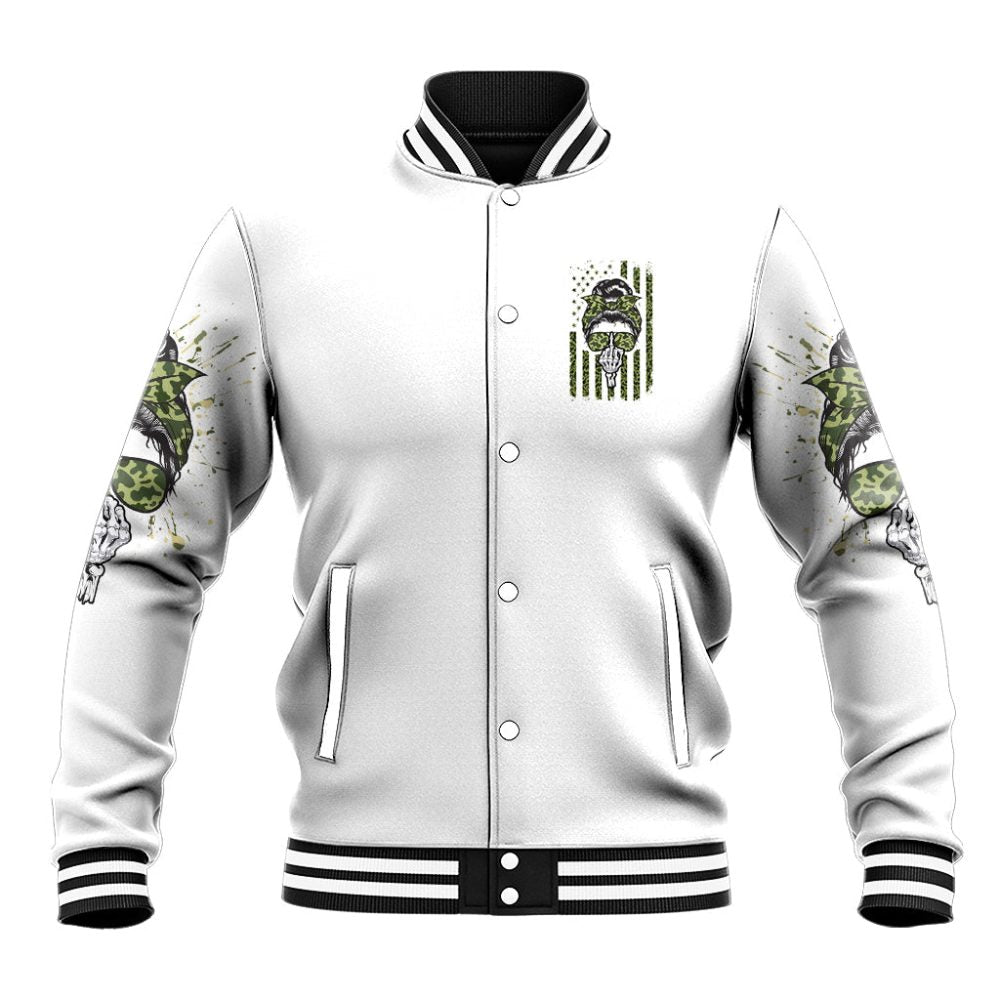 Oh I Pissed You Off Messy Bun Baseball Jacket Ts04