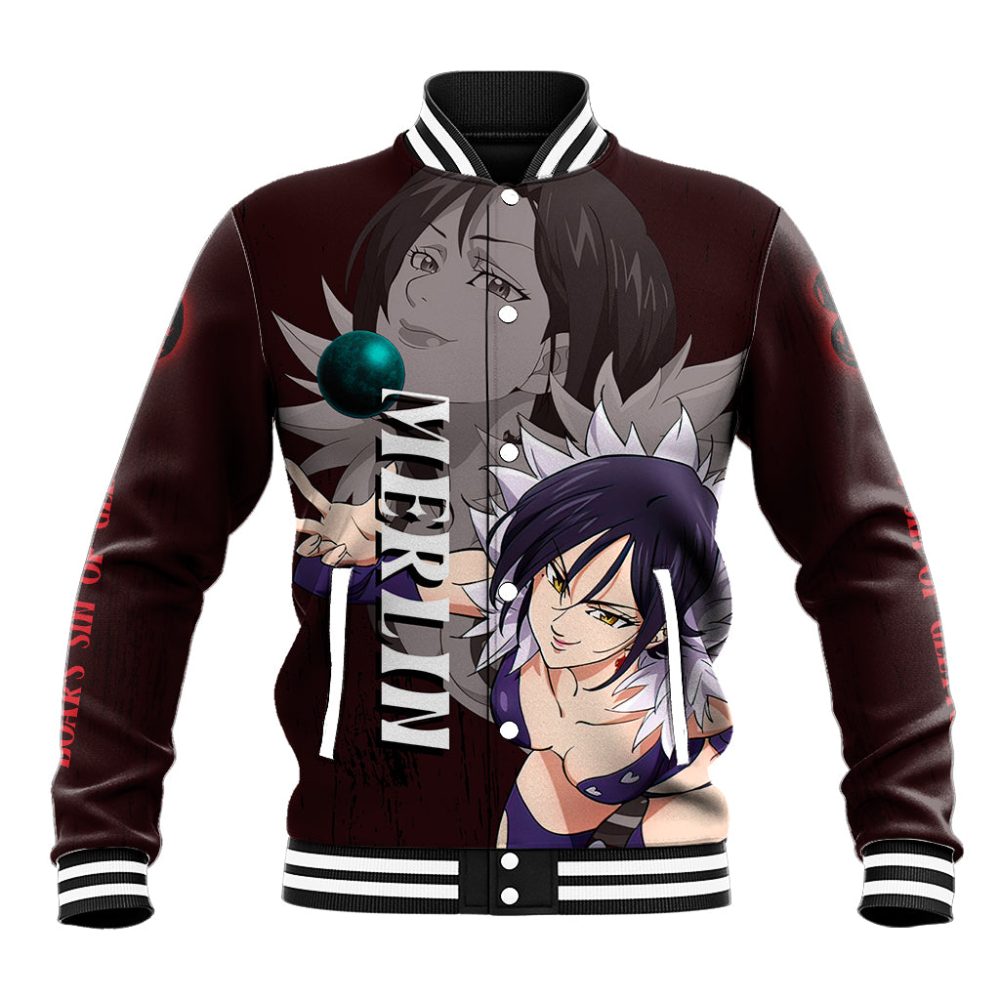 Merlin - Anime Baseball Jacket Boar'S Sin Of Gluttony Anime Ts04