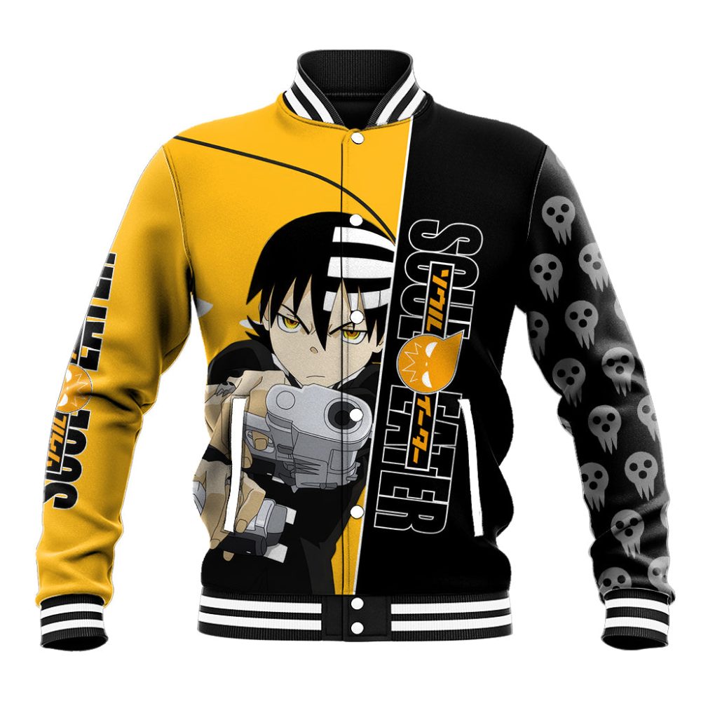 Death The Kid Soul Eater Baseball Jacket Anime Art Mix With Skull Pattern Style Ts04