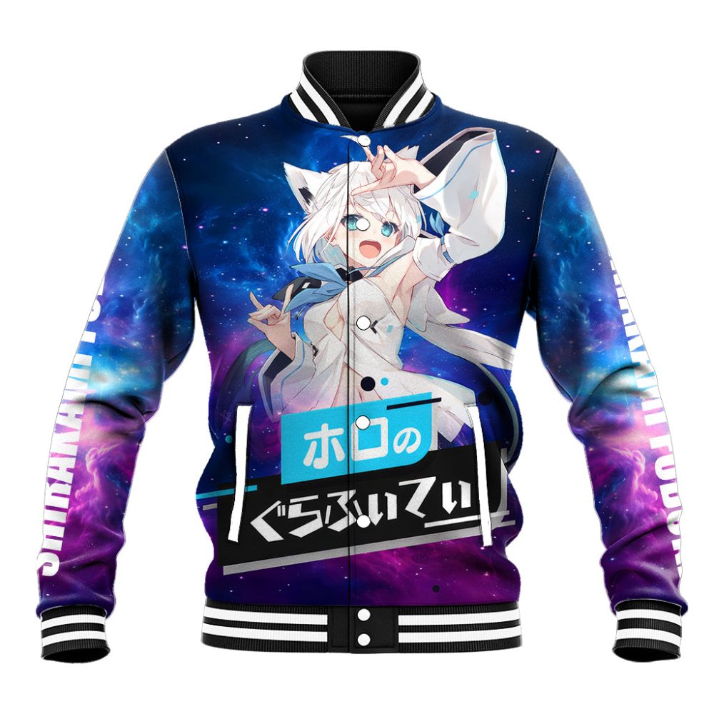 Shirakami Fubuki Holo Live Baseball Jacket Galaxy Style Ts04