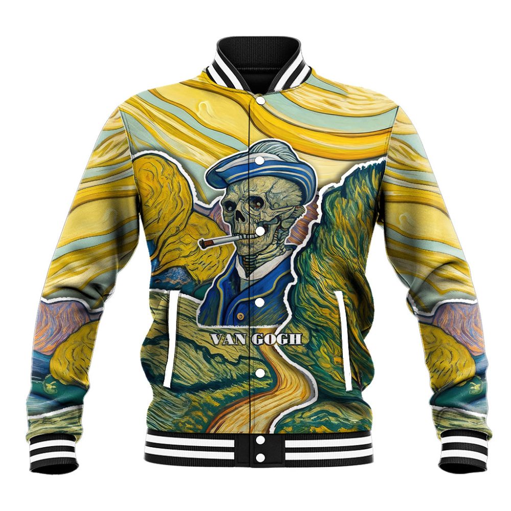 Vincent Van Gogh Skull Baseball Jacket Ts04