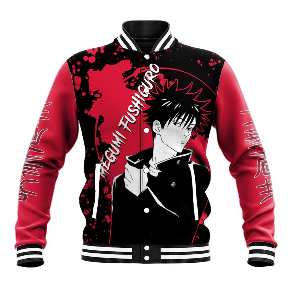 Megumi Fushiguro Jujutsu Kaisen Baseball Jacket Manga Style Art Ts04