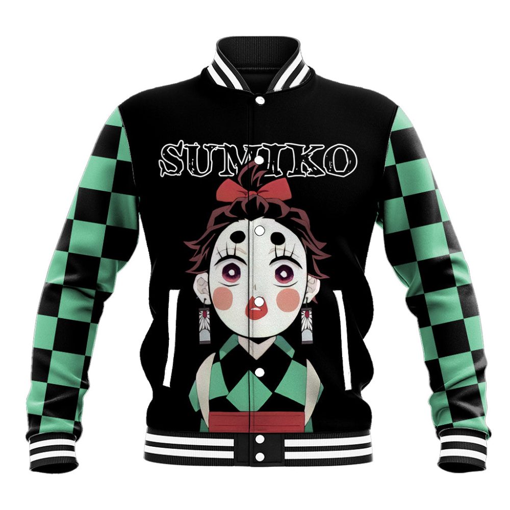 Tanjiro Sumiko Demon Slayer Baseball Jacket Funny Face Ts04