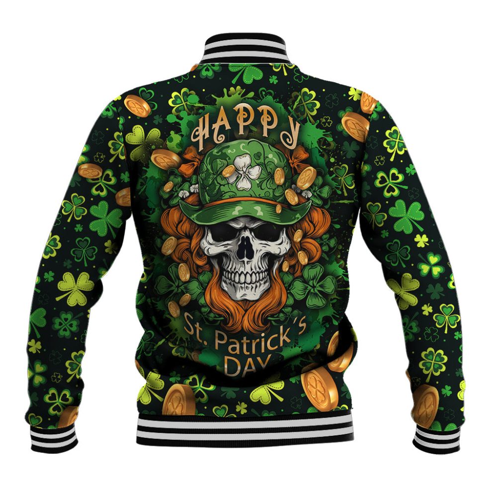 Happy St. Patrick'S Day Skull Baseball Jacket Ts04