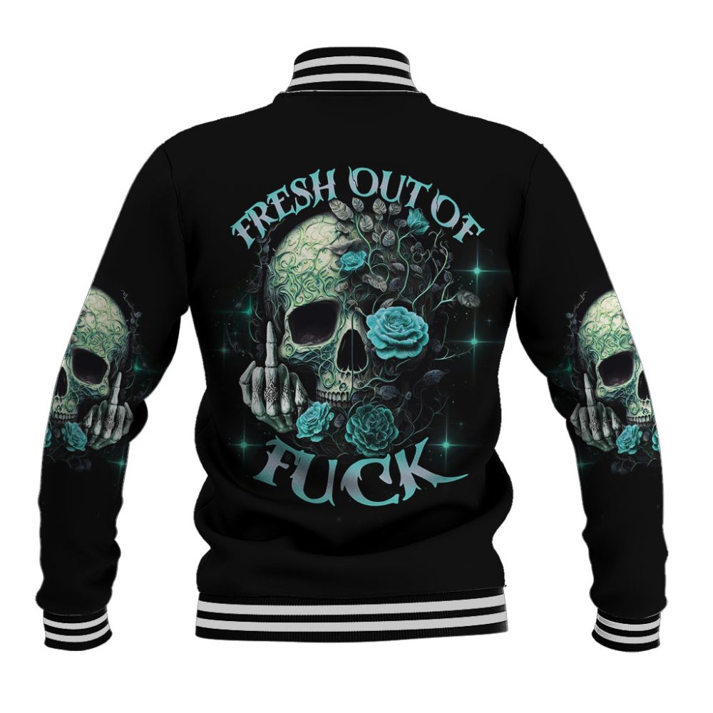 Fresh Out Of F Skull Rose Baseball Jacket Ts04