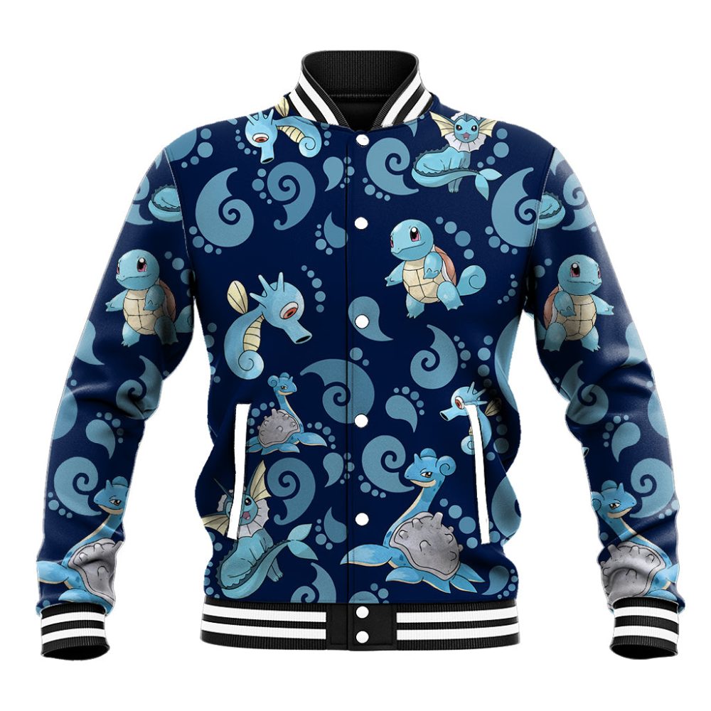 Pokemon Anime Baseball Jacket Water Type - Deep Dive Ts07