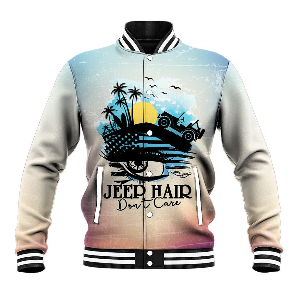 Duck Jeep Baseball Jacket Jeep Hair Don'T Care Ts07