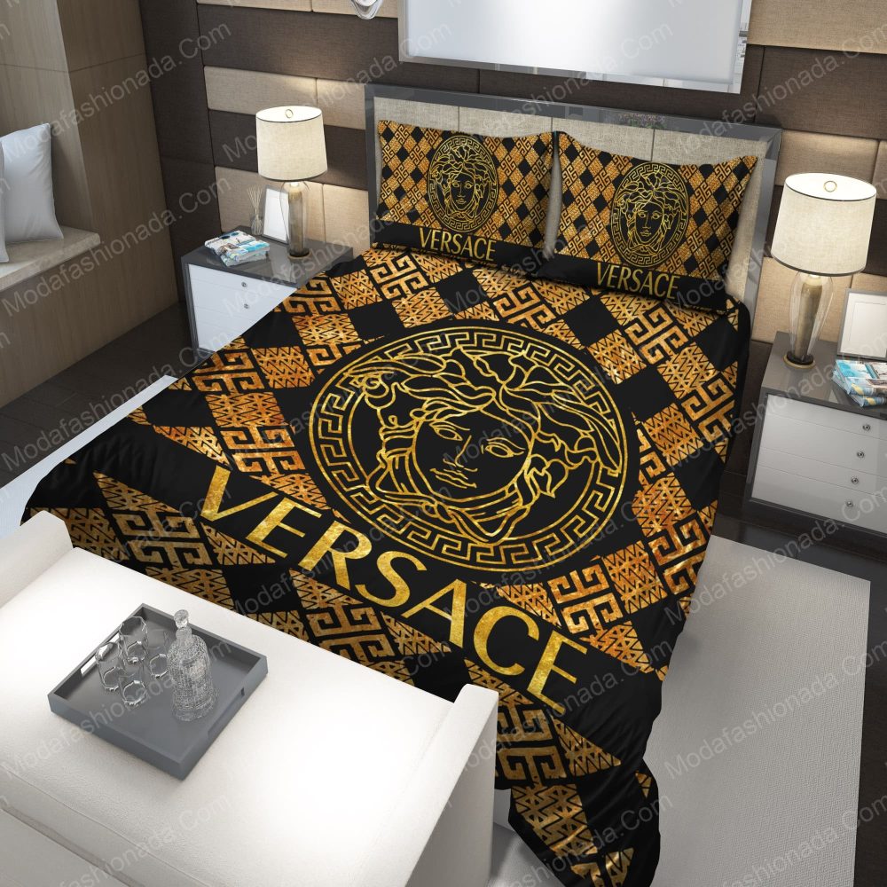 Versace Logo Yellow Pattern Bedding Sets
