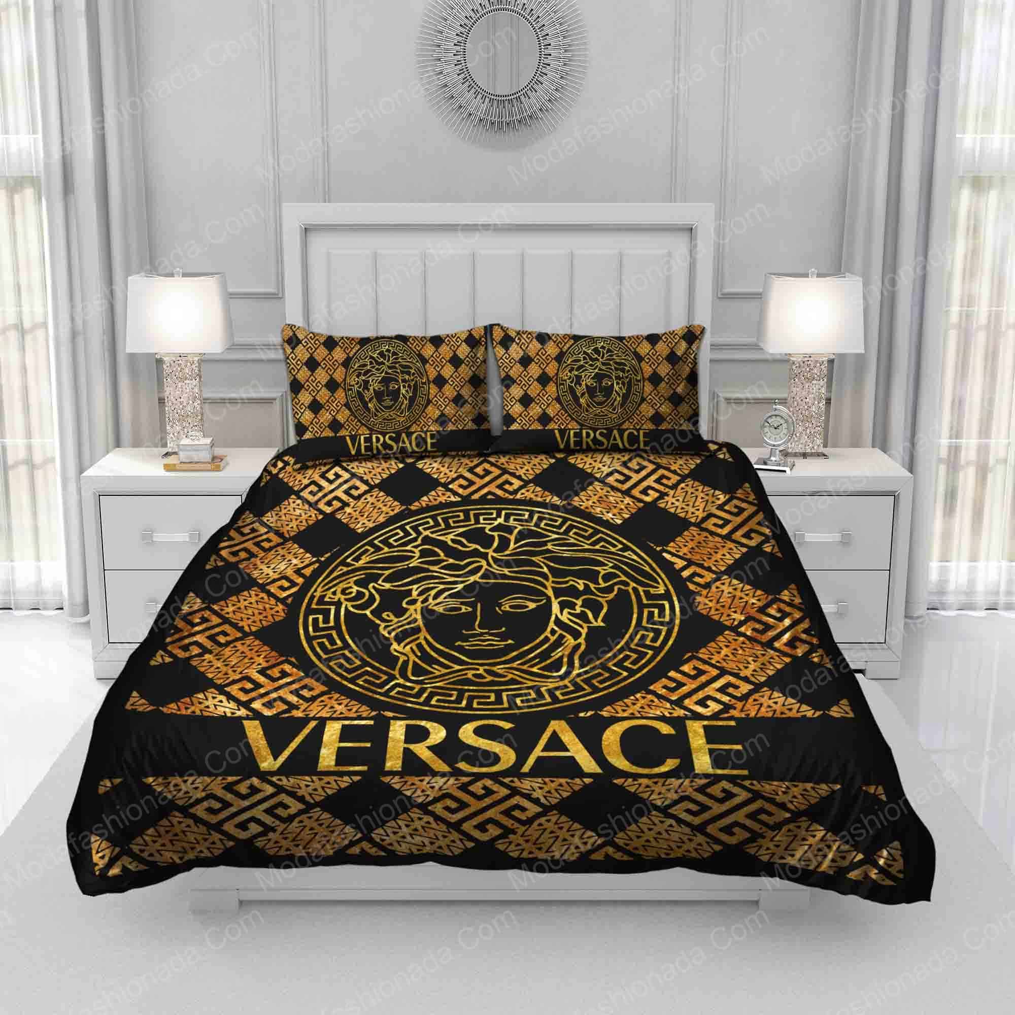 Versace Logo Yellow Pattern Bedding Sets