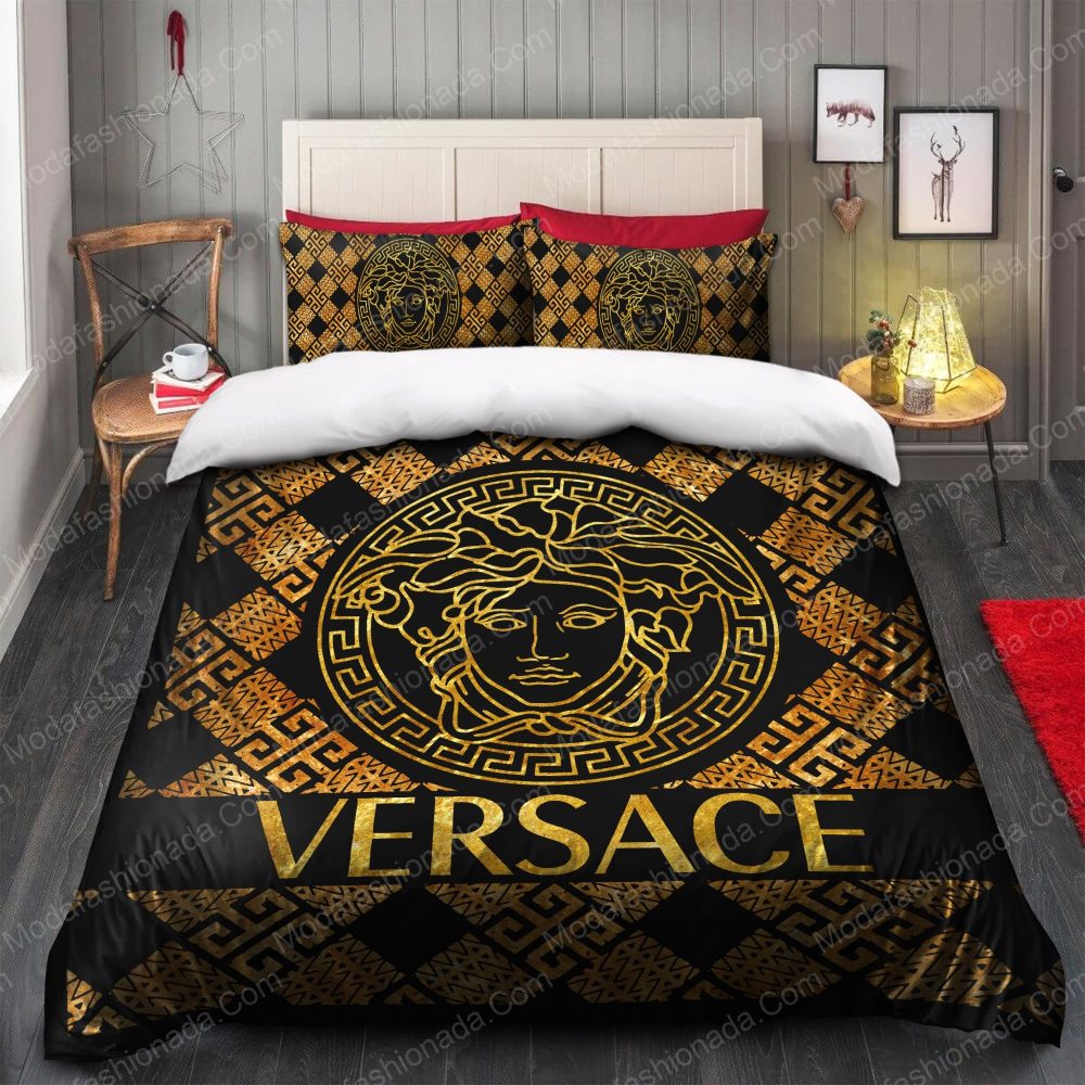 Versace Logo Yellow Pattern Bedding Sets