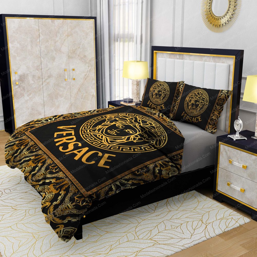 Versace Gold Logo Luxury Black Sumptuous Bedding Sets