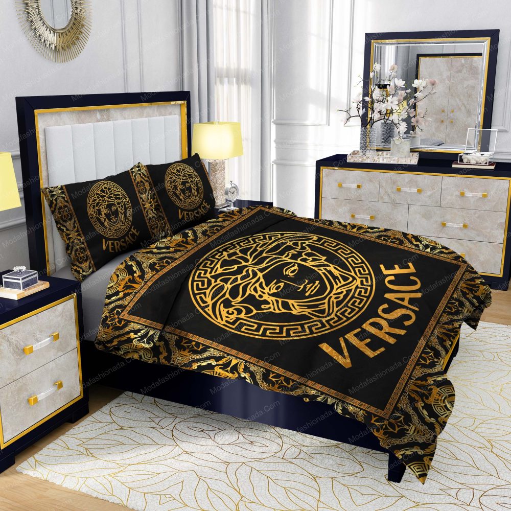 Versace Gold Logo Luxury Black Sumptuous Bedding Sets