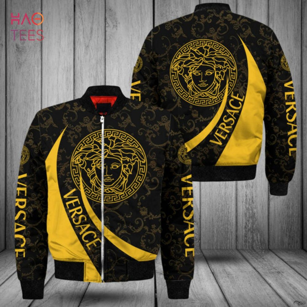 Stylish Black &amp; Gold Patterned Bomber Jacket – Trendy &amp; Comfortable Outerwear For Men &amp; Women